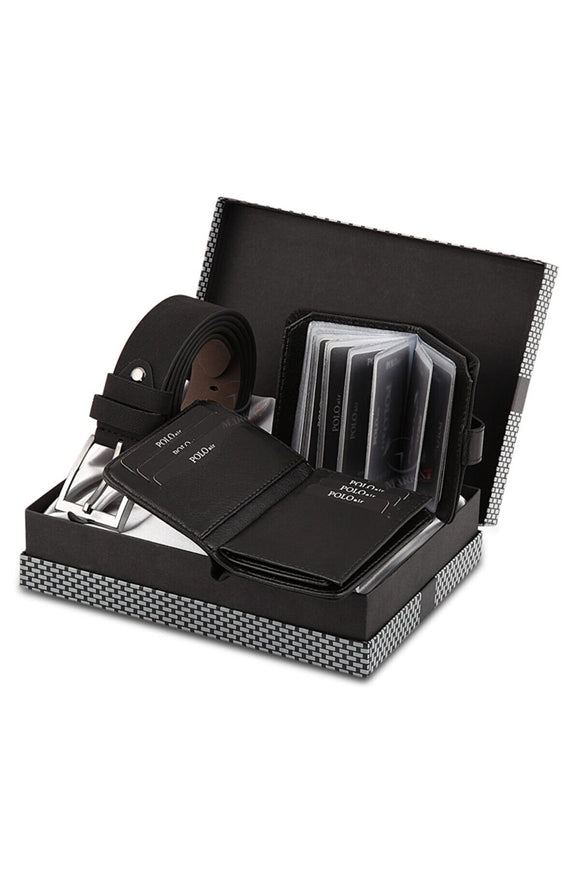 NNEDSZ 3-PIECE BELT & WALLET & CARD HOLDER SET