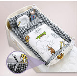 NNEDSZ Portable Crib Middle Bed Baby Play Removable Bionic Four PCS Set Cartoon Print