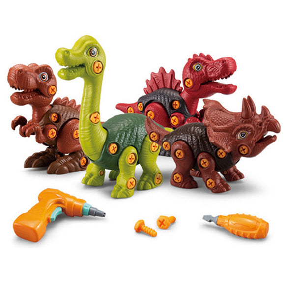 NNEDSZ 4PCS Take Apart Dinosaur Drill Kids Learning Construction Building Toys Gift