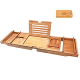 NNEDSZ Expandable Bamboo Bath Book Caddy iPhone ipad Wineglass Holder Over Bathtub Rack