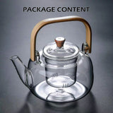 NNEDSZ 1000ml Glass Teapot Tea Pot Coffee Kettle With Bamboo Handle Japanese Style