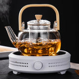 NNEDSZ 1000ml Glass Teapot Tea Pot Coffee Kettle With Bamboo Handle Japanese Style