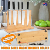 NNEDSZ Double Sided Magnetic Knife Block Bamboo Stylish Modern Magnetic Knife Holder