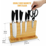 NNEDSZ Double Sided Magnetic Knife Block Bamboo Stylish Modern Magnetic Knife Holder