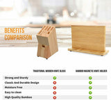 NNEDSZ Double Sided Magnetic Knife Block Bamboo Stylish Modern Magnetic Knife Holder