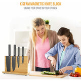 NNEDSZ Double Sided Magnetic Knife Block Bamboo Stylish Modern Magnetic Knife Holder