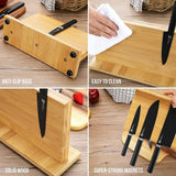 NNEDSZ Double Sided Magnetic Knife Block Bamboo Stylish Modern Magnetic Knife Holder