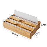 NNEDSZ 3 Grids Bamboo Food Wrap Dispenser Cutter Foil Cling Film Storage Holder Box Kitchen