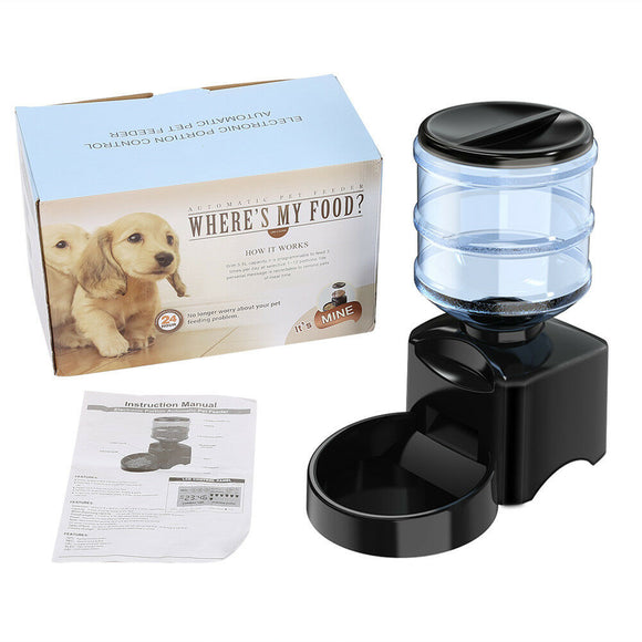 NNEDSZ 5.5L Automatic Pet Feeder Cat Dog Smart Food Dispenser Self Feeding Meal Bottle
