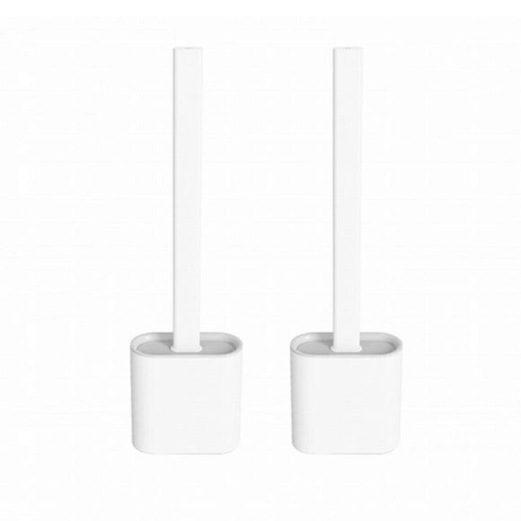 NNEDSZ 2PCS Bathroom Silicone Bristles Toilet Brush with Holder Creative Cleaning Brush