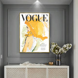 NNEDSZ 60cmx90cm Vogue Girl Gold Frame Canvas Wall Art
