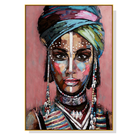 NNEDSZ 70cmx100cm African woman II Gold Frame Canvas Wall Art