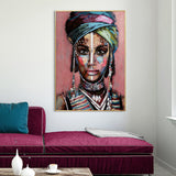 NNEDSZ 70cmx100cm African woman II Gold Frame Canvas Wall Art