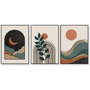 NNEDSZ 50cmx70cm Abstract Dark Green 3 Sets Black Frame Canvas Wall Art