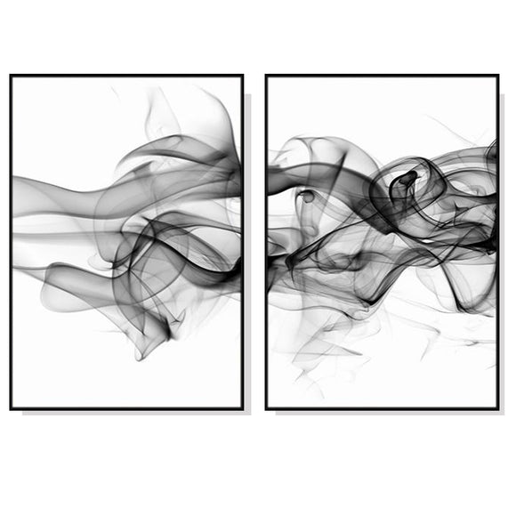NNEDSZ 60cmx90cm Stylish Abstract Black 2 Sets Black Frame Canvas Wall Art