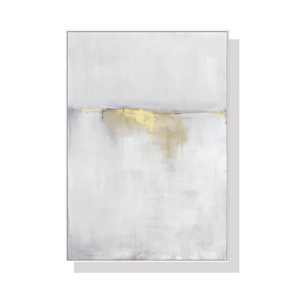 NNEDSZ 70cmx100cm Abstract gold white single II White Frame Canvas Wall Art