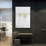 NNEDSZ 70cmx100cm Abstract gold white single II White Frame Canvas Wall Art