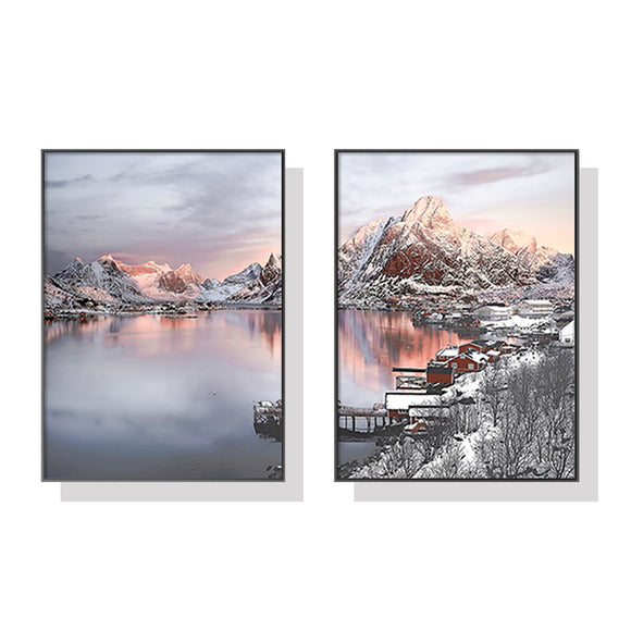 NNEDSZ 60cmx90cm Nordic Norway 2 Sets Black Frame Canvas Wall Art