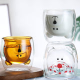 NNEDSZ 2pcs Cute Bear Mugs Double Wall Insulated Glasses for Juice Coffee Tea Milk - Happy Bear