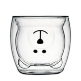 NNEDSZ 2pcs Cute Bear Mugs Double Wall Insulated Glasses for Juice Coffee Tea Milk - Happy Bear