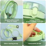 NNEDSZ Clear Large Water Bottle Water Jug with Adjustable Shoulder Strap - Green