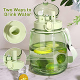 NNEDSZ Clear Large Water Bottle Water Jug with Adjustable Shoulder Strap - Green