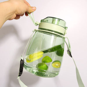 NNEDSZ Clear Large Water Bottle Water Jug with Adjustable Shoulder Strap - Green