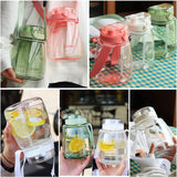 NNEDSZ Clear Large Water Bottle Water Jug with Adjustable Shoulder Strap - Pink