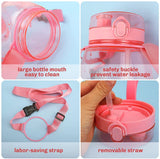 NNEDSZ Clear Large Water Bottle Water Jug with Adjustable Shoulder Strap - Pink