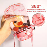 NNEDSZ Clear Large Water Bottle Water Jug with Adjustable Shoulder Strap - Pink