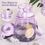 NNEDSZ Clear Large Water Bottle Water Jug with Adjustable Shoulder Strap - Purple