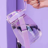 NNEDSZ Clear Large Water Bottle Water Jug with Adjustable Shoulder Strap - Purple