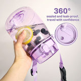 NNEDSZ Clear Large Water Bottle Water Jug with Adjustable Shoulder Strap - Purple
