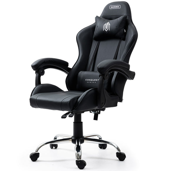 NNEDSZ Conquest Series Reclining Gaming Ergonomic Office Chair with Lumbar and Neck Pillows, Black