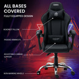 NNEDSZ Conquest Series Reclining Gaming Ergonomic Office Chair with Lumbar and Neck Pillows, Black