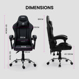 NNEDSZ Conquest Series Reclining Gaming Ergonomic Office Chair with Lumbar and Neck Pillows, Black