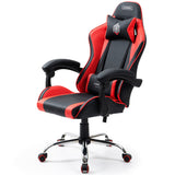 NNEDSZ Conquest Series Reclining Gaming Ergonomic Office Chair with Lumbar and Neck Pillows, Black and Red