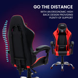 NNEDSZ Conquest Series Reclining Gaming Ergonomic Office Chair with Lumbar and Neck Pillows, Black and Red