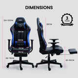NNEDSZ Apex Series Reclining Gaming Ergonomic Office Chair with Footrest, Black and Blue