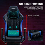 NNEDSZ Apex Series Reclining Gaming Ergonomic Office Chair with Footrest, Black and Blue