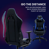 NNEDSZ Apex Series Reclining Gaming Ergonomic Office Chair with Footrest, Black and Blue