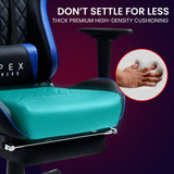 NNEDSZ Apex Series Reclining Gaming Ergonomic Office Chair with Footrest, Black and Blue