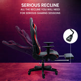 NNEDSZ Apex Series Reclining Gaming Ergonomic Office Chair with Footrest, Black and Red
