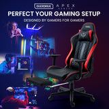 NNEDSZ Apex Series Reclining Gaming Ergonomic Office Chair with Footrest, Black and Red