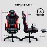 NNEDSZ Apex Series Reclining Gaming Ergonomic Office Chair with Footrest, Black and Red