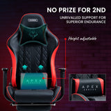 NNEDSZ Apex Series Reclining Gaming Ergonomic Office Chair with Footrest, Black and Red