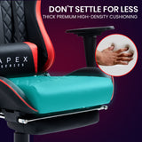 NNEDSZ Apex Series Reclining Gaming Ergonomic Office Chair with Footrest, Black and Red