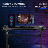 NNEDSZ Gaming Desk, 120x60cm, Carbon Fiber Styling, LED Lights, Headset Hanger, Cup Holder, Cable Management, Black