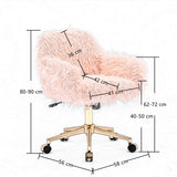 NNEDSZ Fluffy Office Chair Faux Fur Modern Swivel Desk Chair for Women And Girls-Pink