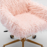 NNEDSZ Fluffy Office Chair Faux Fur Modern Swivel Desk Chair for Women And Girls-Pink